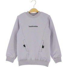 Transformatıon Baskılı Sahte Cepli Iki Iplik Şardonsuz Sweatshırt - Gri - 3 Yaş - ATA30732.0-GRI-3 Yaş Gri