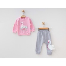 Kuğu Nakışlı Iki Iplik Alt Üst Takım - Pembe - 9 - 12 Ay - BBH499-PEMBE-9 - 12 Ay Pembe