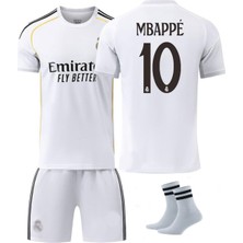 Sidas Real Madrid Mbappe 10 Numara    2025/26 Yeni Sezon Çocuk Forma Takımı 4'lü Set Çorap+Bileklik Hediye