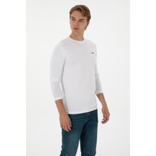 U.S. Polo Assn. Erkek Slim Fit Bisiklet Yaka Beyaz Süprem Basic Sweatshirt 50313744-VR013