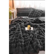 Tomris Tavşan Tüyü Çift Kişilik Yatak Örtüsü 220X240 cm Antrasit