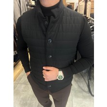 Düğmeli Şişme Süveter (Triko Detaylı Yelek)