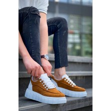 KB-X10 Kuback Taba Süet Beyaz Yüksek Taban Günlük Spor Ayakkabı