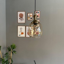 Pearl Cam Bal Rengi Tekli Avize Eskitme Tokmak Başlık Retro Sarkıt Lamba Salon Aydınlatma