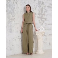 Broşlu Yelek Pantolon Takım Haki S255821