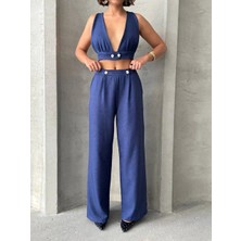 Crop Pantolon Keten Takım S255012