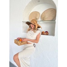 Uzun Etekli Bluz Takım Keten Krem S255852