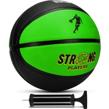 Telvesse Strong Basketbol Topu Pompalı Full Kauçuk Dayanıklı Deep Channel Kabartma No:7 B12 Yeşil