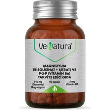 Venatura Magnezyum (Bisglisinat+Sitrat) ve P5P (Vitamin B6) 60 Kapsül