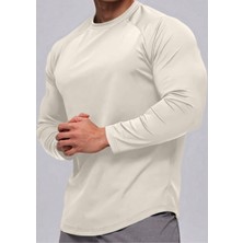 Ghassy Co. Erkek Running Sports Reglan Oval Kesim Uzun Kollu Pamuklu Penye T-Shirt
