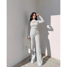 Pencereli Detaylı Alt Üst Takım Gri W3864