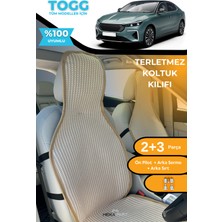 Meka Part Terletmez Oto Koltuk Koruyucu Kılıf %100 Pamuk 5 Li Tam Set Krem Togg T10F