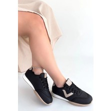 Jowen Siyah Cilt Bej Detaylı Bağcıklı Spor Ayakkabı