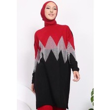 Zikzak Desenli Simli Tunik