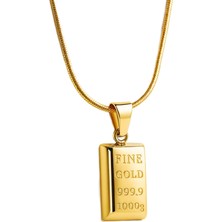 Sarı Altın Kaplama Paslanmaz Çelik Külçe Kolye Yılan Zincirli Erkek / Kadın ECK61