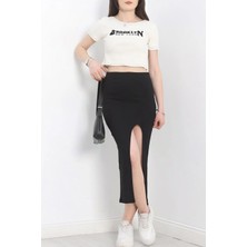 Nakışlı Etekli Takım Siyah Beyaz S3899