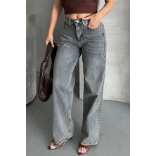 Palazzo Bıyık Kar Yıkama Buz Mavi Jeans Pantolon D2008