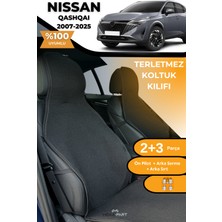 Terletmez Oto Koltuk Koruyucu Kılıf %100 Pamuk 5 Li Tam Set Siyah Nissan Qashqai