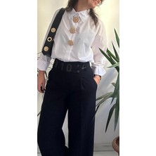 Kadın Siyah Bol Paça Pantolon