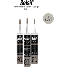 Selsil Genel Amaçlı Gri Silikon 280 Gr. - 3 Adet