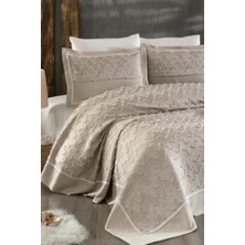 Talya Jakarlı Çift Kişilik Yatak Örtüsü Bej