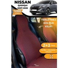 Terletmez Oto Koltuk Koruyucu Kılıf %100 Pamuk 5 Li Tam Set Kırmızı Siyah Nissan Qashqai