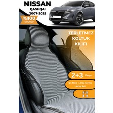 Terletmez Oto Koltuk Koruyucu Kılıf %100 Pamuk 5 Li Tam Set Füme Beyaz Nissan Qashqai