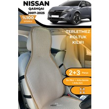 Terletmez Oto Koltuk Koruyucu Kılıf %100 Pamuk 5 Li Tam Set Krem Nissan Qashqai