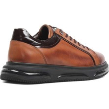 Erkek Taba Bağcıklı Kalın Tabanlı Deri Sneaker
