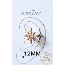 Altın Renk Zirkon Taşlı Sıkıştırmalı Kuzey Yıldızı Kıkırdak Küpe Earcuff