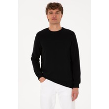 U.S. Polo Assn. Erkek Siyah Regular Fit Kolsuz İnce Sweatshirt Tek Cepli 50315455-VR046