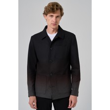 Morven  Erkek Siyah Poliviskon Panolu Gömlek Ceket