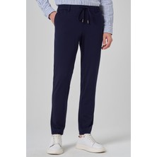Morven  Erkek Lacivert Örme Trend Ipli Slim Fit Jogger Pantolon