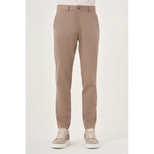 Morven  Erkek Vizon Yazlık Pamuk Yan Cep Slim Fit Chino Pantolon