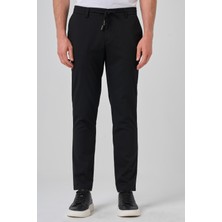 Morven  Erkek Siyah Poliviskon Jogger Slim Fit Pantolon
