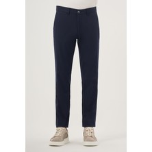 Morven  Erkek Lacivert Yazlık Pamuk Yan Cep Slim Fit Chino Pantolon