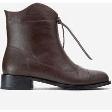 Dericlub Kadın Fermuarlı Düz Topuk Bot Gerçek Deri Rc 323 Kahverengi