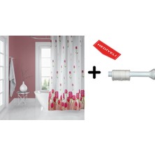 Zethome Banyo Duş Perdesi 7017 120X200 Perde Borusu Askı Aparatı 90X130 Hediyeli