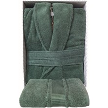 Özdilek Colourist Şalyaka Bornoz + Baş Havlusu- Zümrüt Yeşili