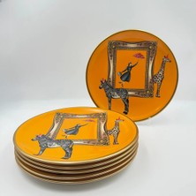 Desenli 6'lı Pasta Tabağı