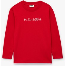 Koton Atatürk Nakışlı Pamuklu Uzun Kollu Bisiklet Yaka Tişört