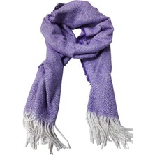 Cesicey Bayan Balıksırtı Desenli Yumuşak Dokulu Pamuklu Şal Mor