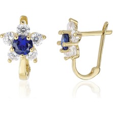 Lilarote Pırlanta Mavi Taşlı Altın Çocuk Küpe