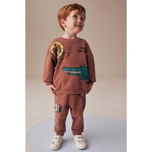 My Kids Wear Erkek Çocuk Pamuklu 3 Iplik Hayvan Figürlü Alt Üst Takım 2-8 Yaş 12210