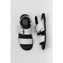 Bueno Shoes Beyaz Deri Kadın Düz Sandalet 01WY2013 01WY2013