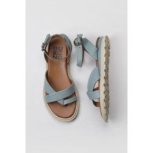 Bueno Shoes Mavi Deri Kadın Parmak Arası Sandalet 01WY5407 01WY5407