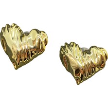 Fm Hafif Çelik  Gold Renk  Dalgalı Kalp Model Modern Hafifliği Sizi Şaşırtacak Çelik Küpe KP2600