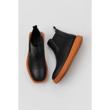 Bueno Shoes Siyah Turuncu Deri Kadın Düz Bot 01WV9701 01WV9701