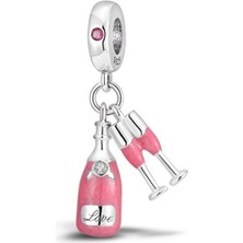 Fubena Pembe Şampanya ve Kadehleri Sallantılı Charm