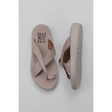 Bueno Shoes Gri Deri Kadın Parmak Arası Terlik 01WY2308 01WY2308